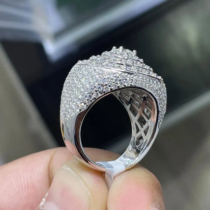 7.84CTW Moissanite Dome Ring: VVS D, Gold Plated Sterling Silver