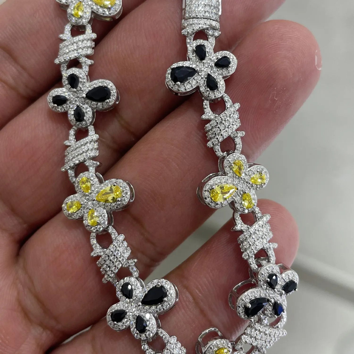 Iced Out Cross Bracelet | Round Cut Moissanite | 925 Sterling Silver Hip Hop Jewelry | Diamond Tester Pass | Rapper Style Bling | 13.8mm