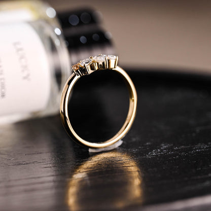 Solid Gold Champagne Moissanite Curved Wedding Band, Nest Ring