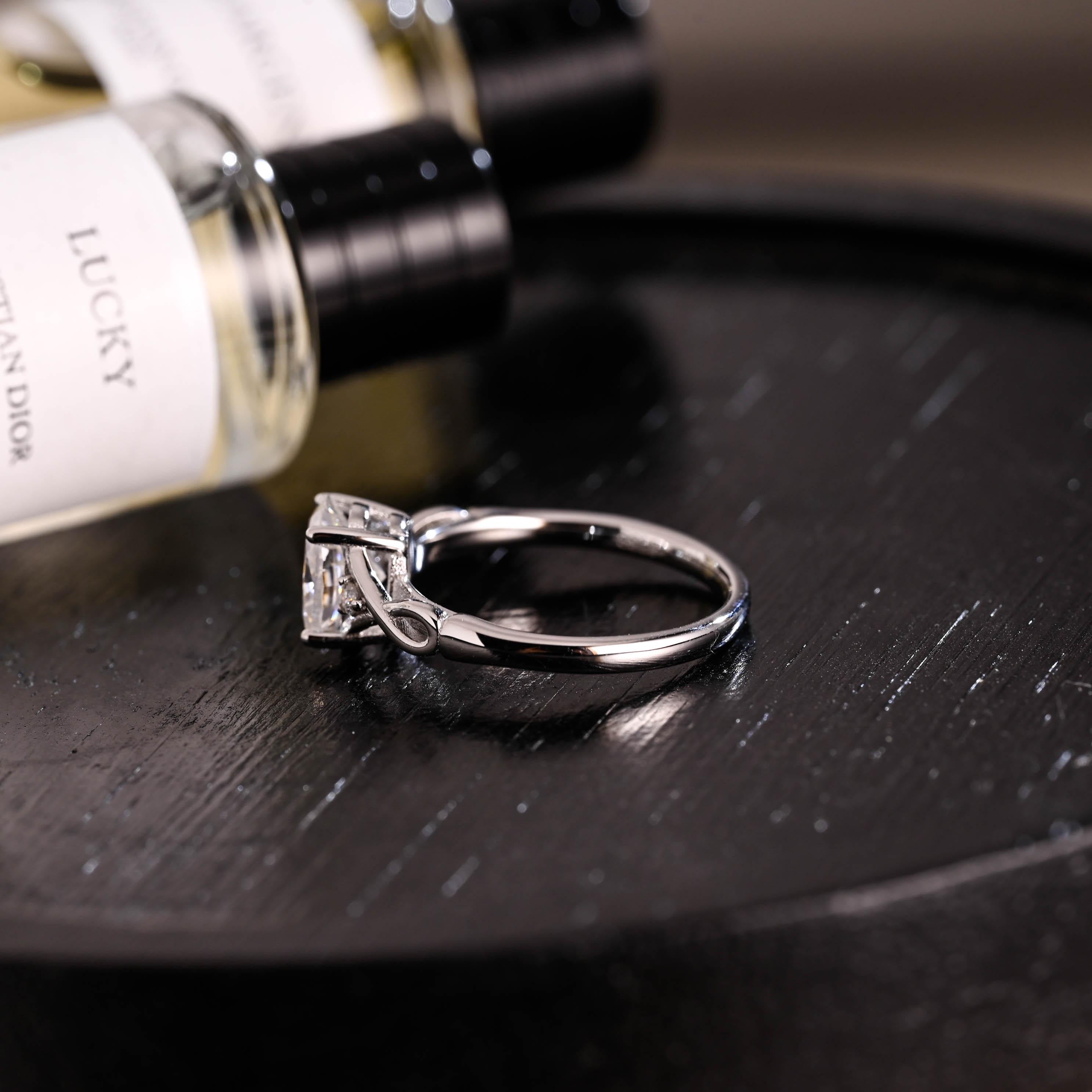 Solid Gold Oval Cut Moissanite Engagement Ring, Anniversary Gift for Women