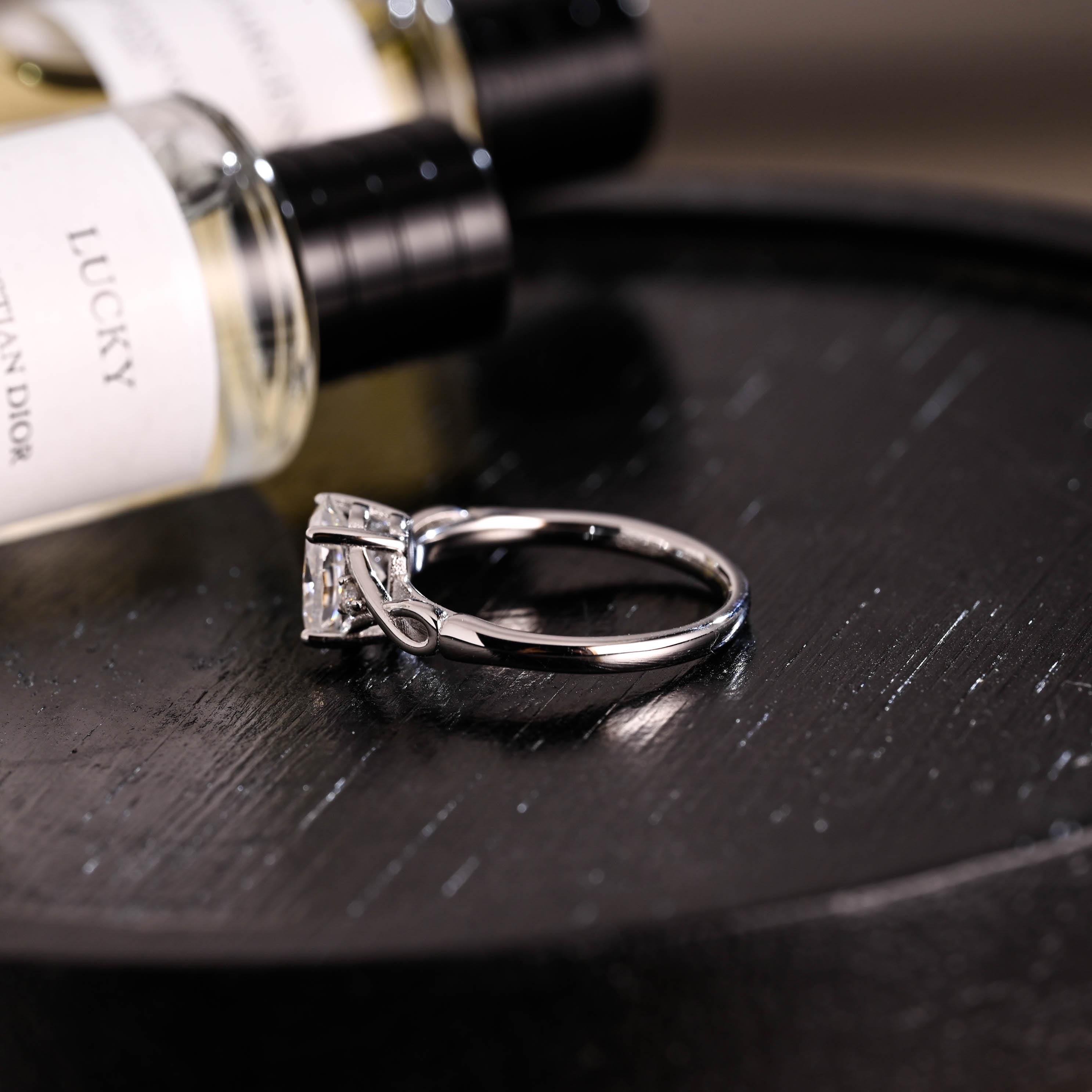 Solid Gold Oval Cut Moissanite Engagement Ring, Anniversary Gift for Women