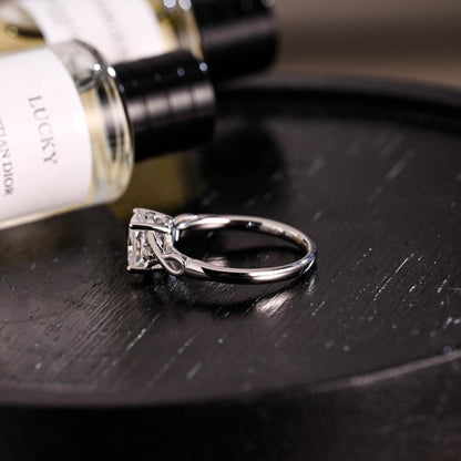 Solid Gold Oval Cut Moissanite Engagement Ring, Anniversary Gift for Women