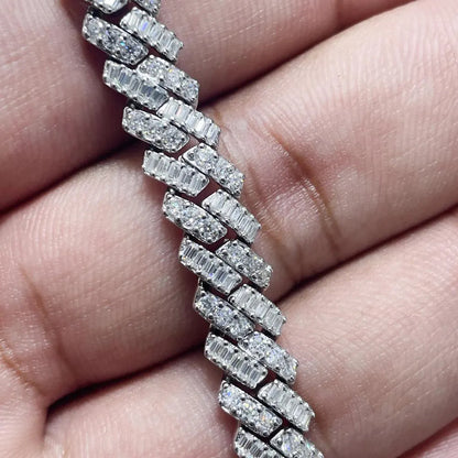 Iced Cuban Moissanite Bracelet: 925 Sterling Silver 14K Gold Plated