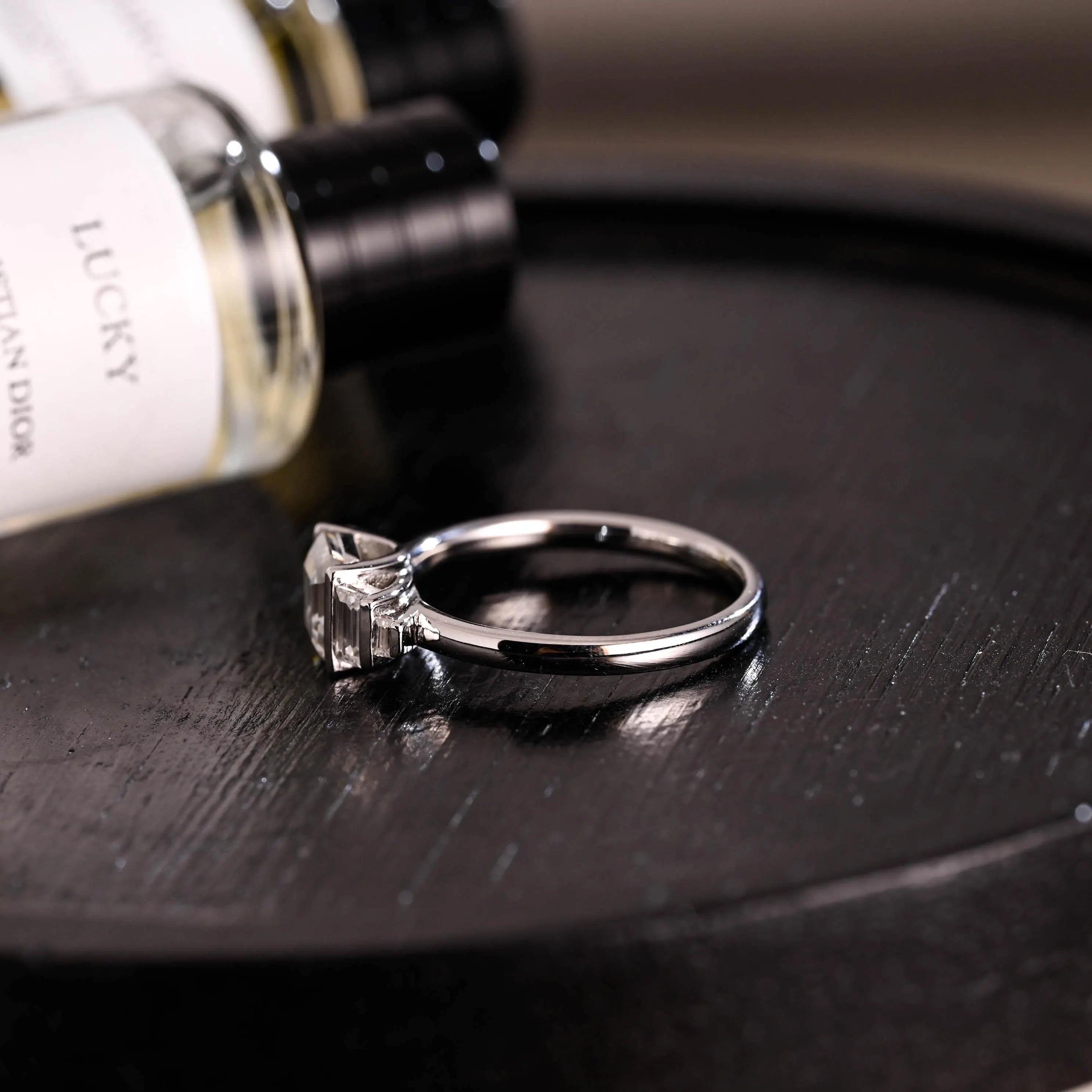 Solid Gold Asscher Cut Moissanite Engagement Ring, Anniversary Gift Birthday Gift for Women Wife