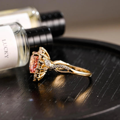 Solid Gold Heart Cut Moissanite Engagement Ring, Anniversary Gift Birthday Gift for Women Wife