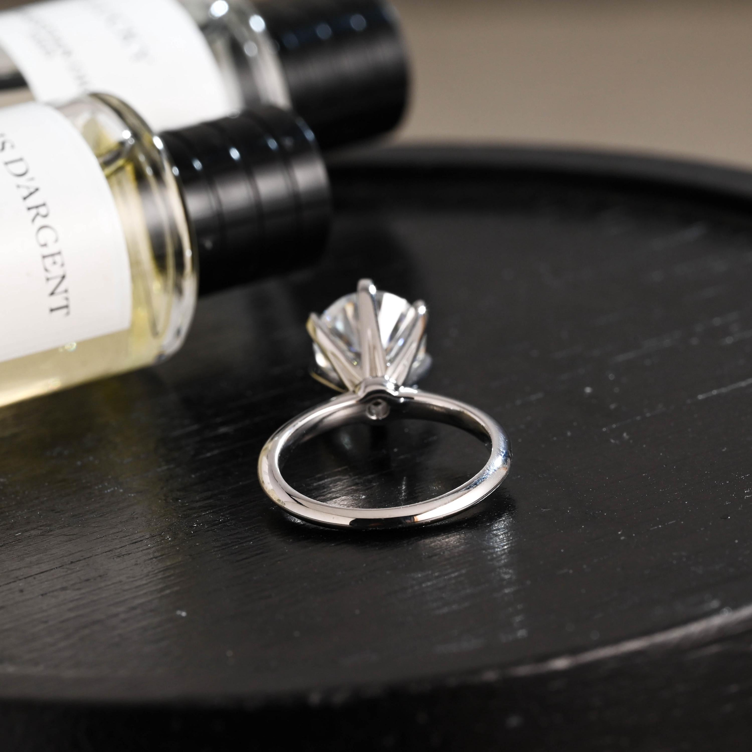 Solid Gold High Setting Round Moissanite Engagement Ring, Anniversary Gift Birthday Gift for Wife