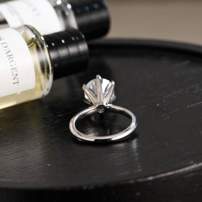 Solid Gold High Setting Round Moissanite Engagement Ring, Anniversary Gift Birthday Gift for Wife