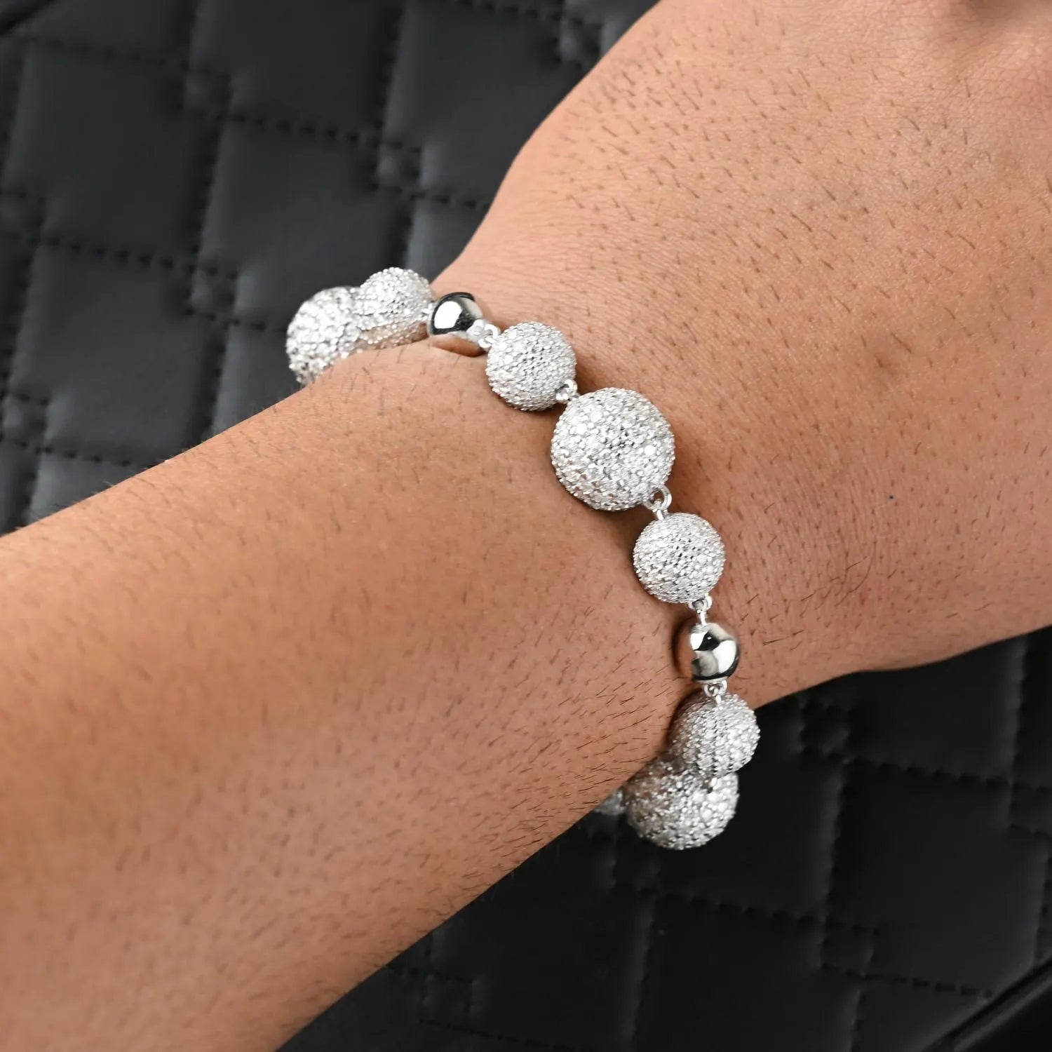 Moissanite Disco Ball Bracelet: 925 Sterling Silver Iced Out Design