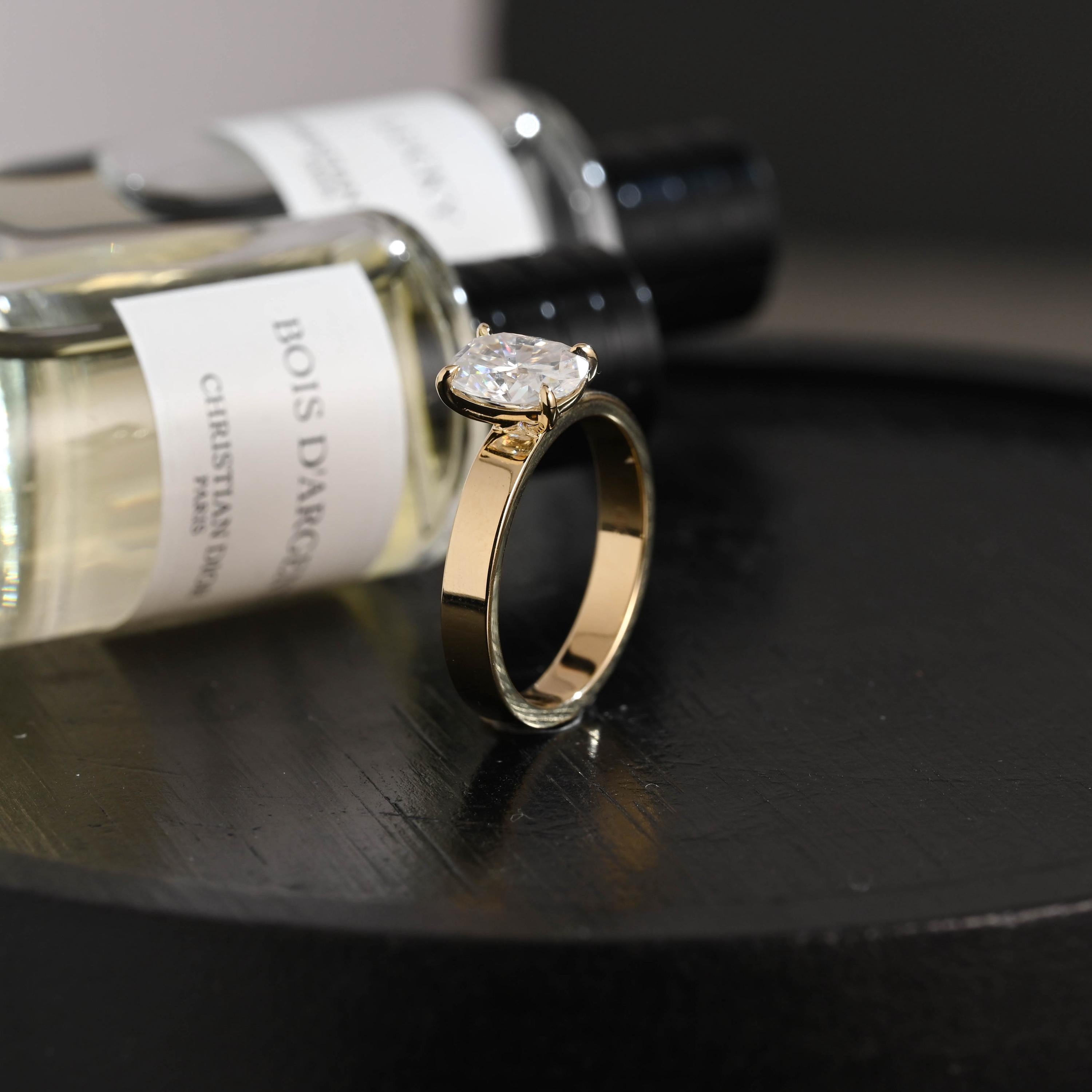 Elongated Cushion Cut Moissanite Engagement Ring, Solid Gold Cushion Wedding Ring, Proposal Ring, Anniversary Gift Birthday Gift for Women