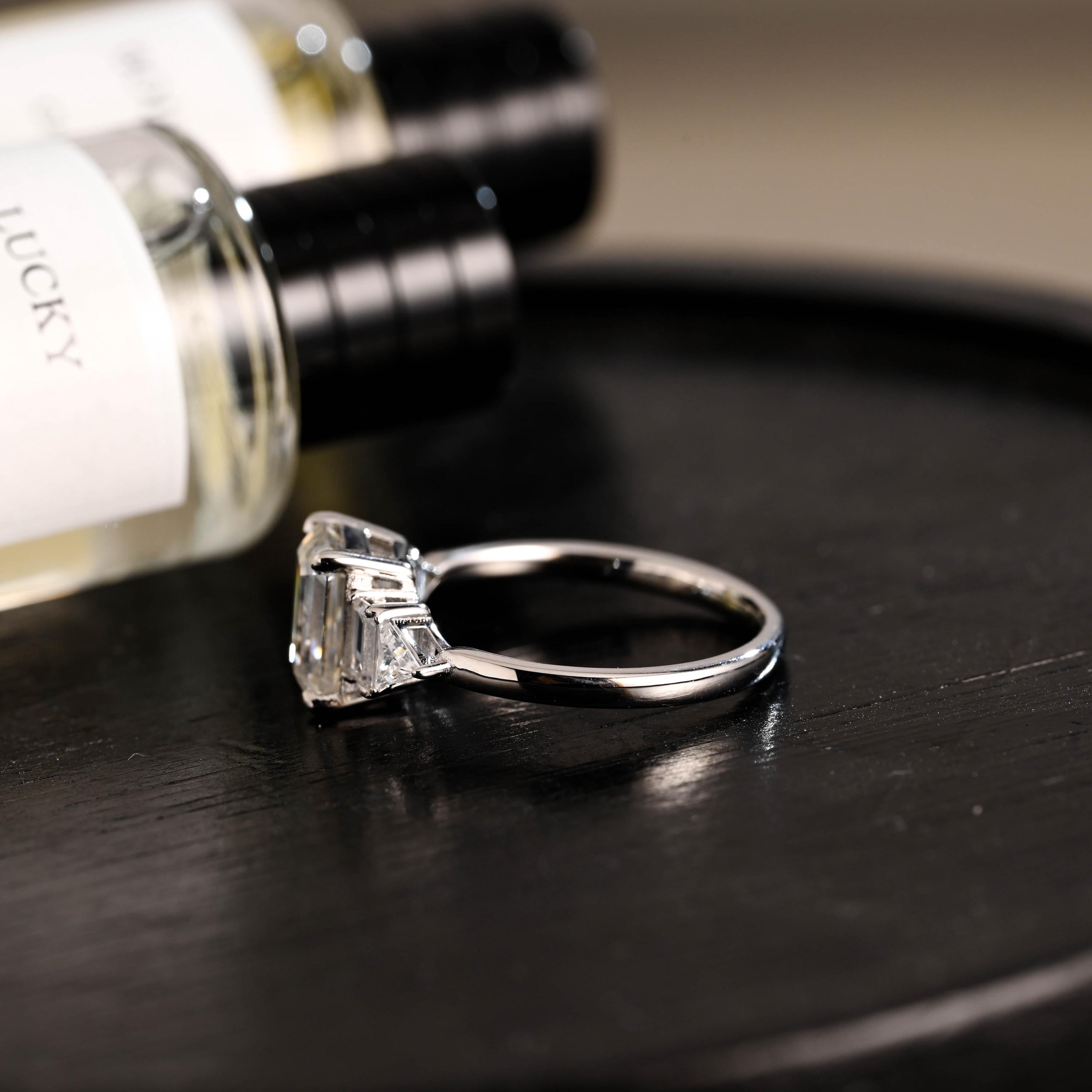Solid Gold Emerald Cut Moissanite Engagement Ring, Proposal Ring, Promise Ring, Wedding Ring, Anniversary Gift Birthday Gift for Women Wife