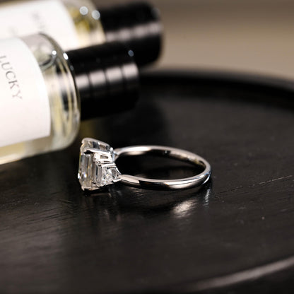 Solid Gold Emerald Cut Moissanite Engagement Ring, Proposal Ring, Promise Ring, Wedding Ring, Anniversary Gift Birthday Gift for Women Wife