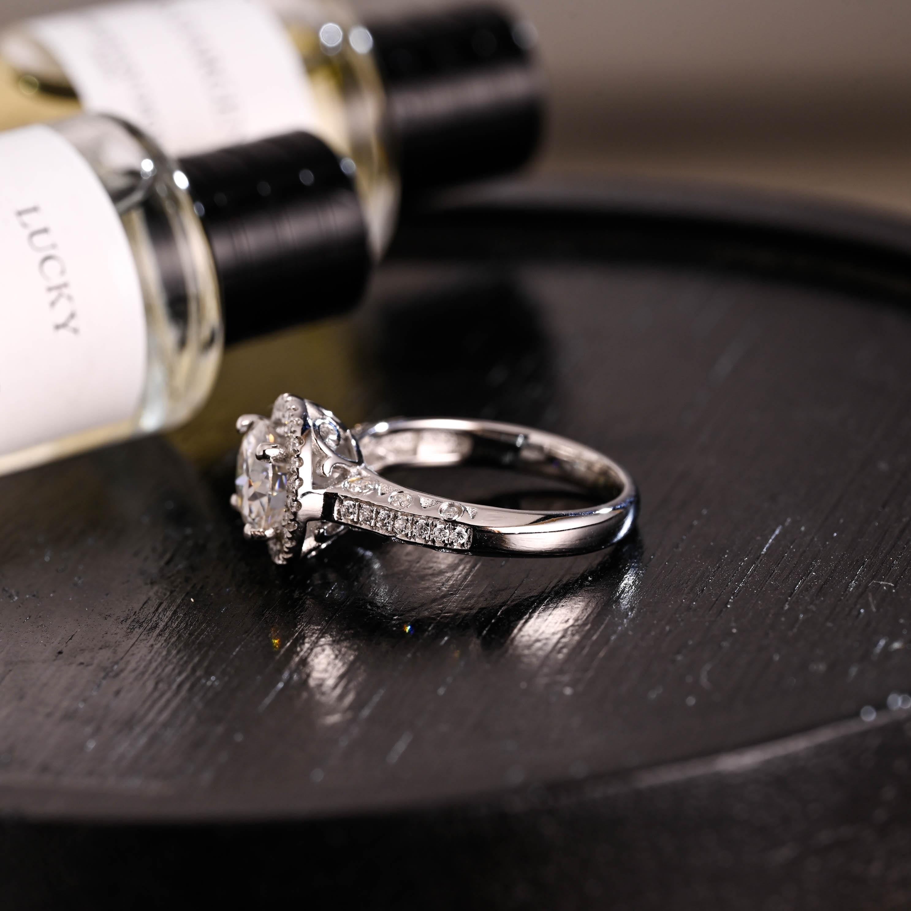 2.5mm Wide Solid Gold Round Cut Moissanite Engagement Ring, Anniversary Gift Birthday Gift for Women Wife