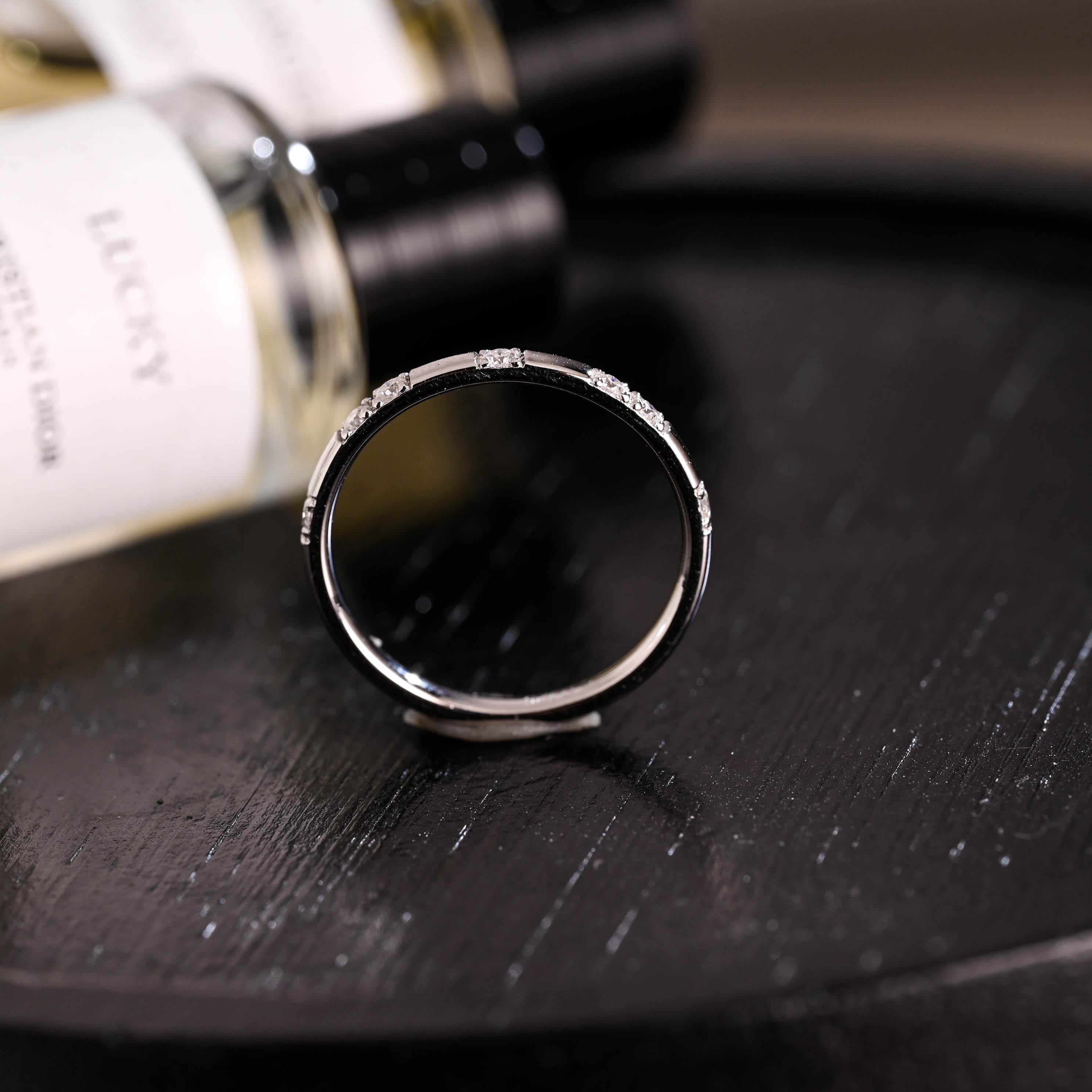 Solid Gold Round Cut Moissanite Wedding Band, Matching Ring