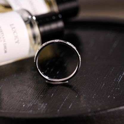 Solid Gold Round Cut Moissanite Wedding Band, Matching Ring
