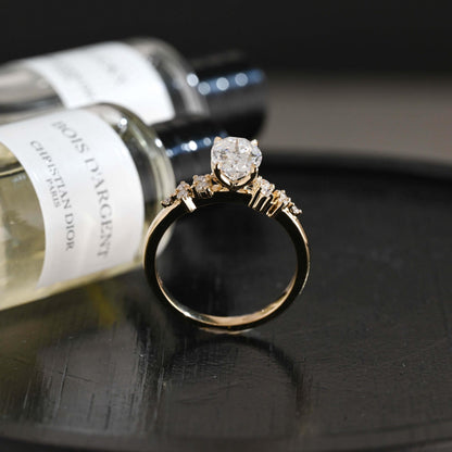 Solid Gold Oval Cut Moissanite Engagement Ring, Anniversary Gift for Women