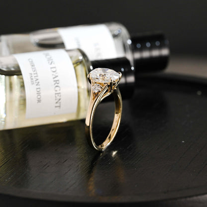 Solid Gold Oval Cut Moissanite Engagement Ring, Anniversary Gift Birthday Gift for Women Wife