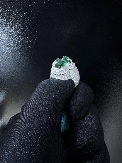 Oversized Moissanite Diamond Men's Ring: Green Sapphire Hip Hop Jewelry