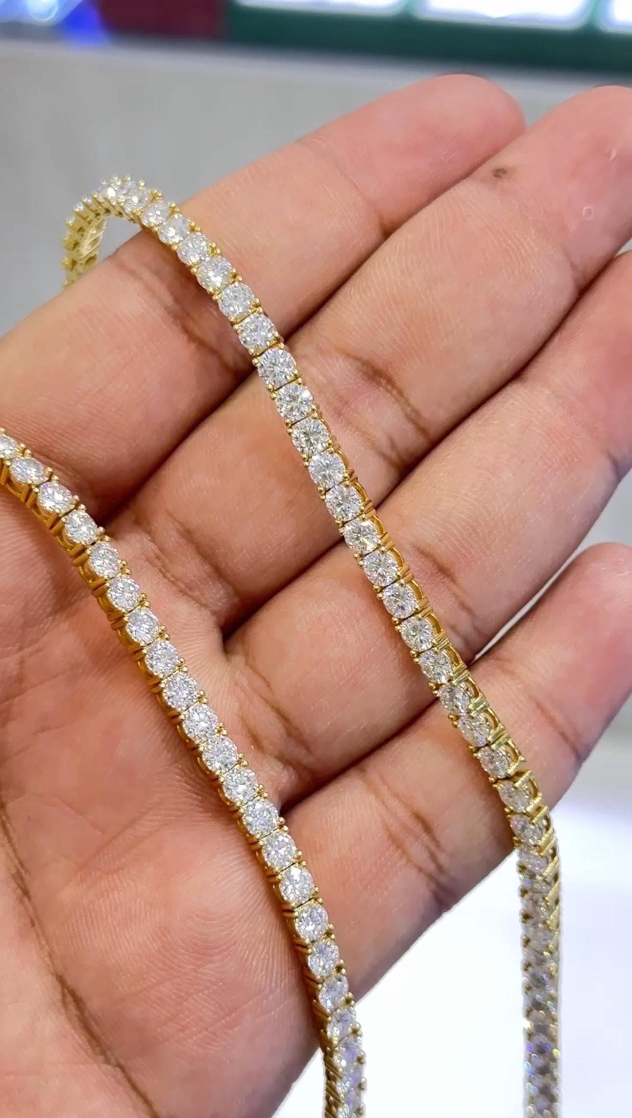 VVS1 Moissanite Diamond Tennis Chain Necklace, 925 Sterling Silver, Tennis Bracelet, Diamond Tennis Necklace, 5mm , 6mm , 7mm, 8mm Width