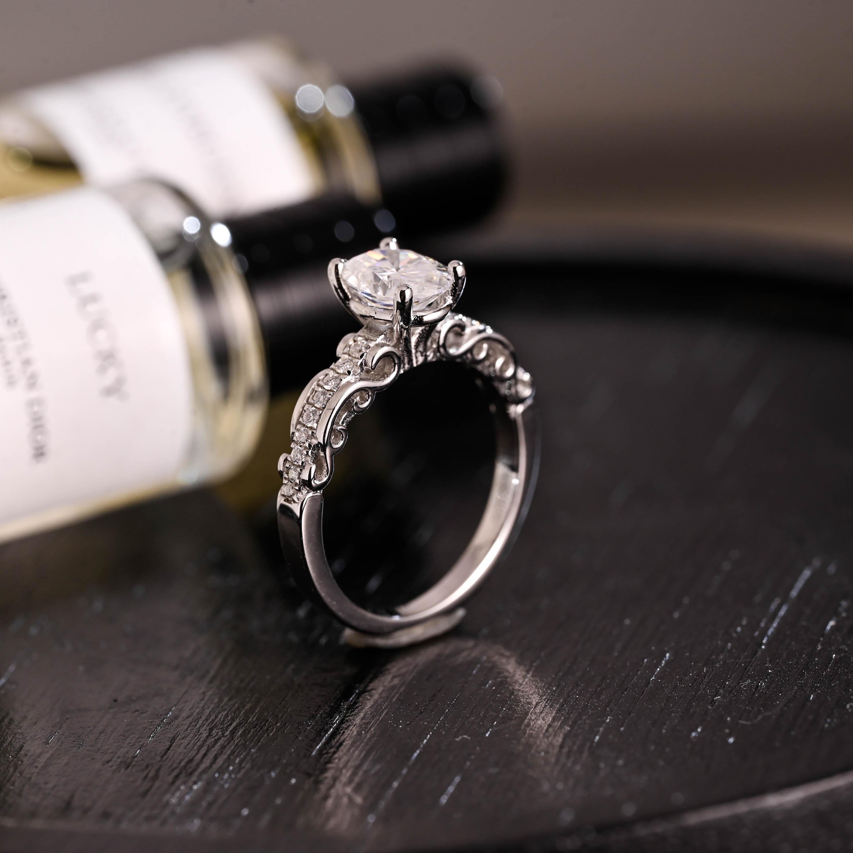 Solid Gold Oval Cut Moissanite Engagement Ring, Anniversary Gift Birthday Gift for Women Wife