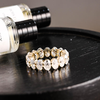 4*6mm Oval Moissanite Full Eternity Wedding Band, Solid Gold Ring