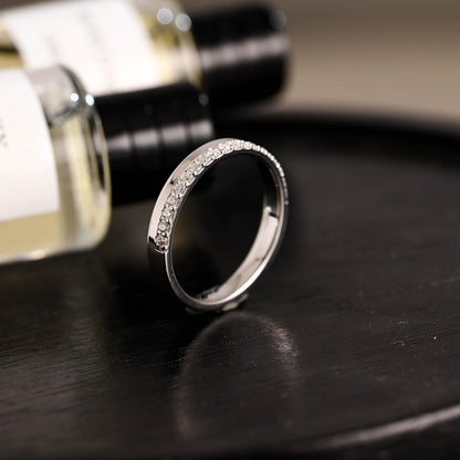 Solid Gold Moissanite Half Eternity Wedding Band, Anniversary Ring