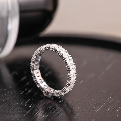 Solid Gold Baguette Marquise Moissanite Eternity Wedding Band