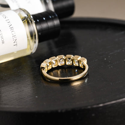Solid Gold Radiant Cut Moissanite Wedding Band, Matching Ring