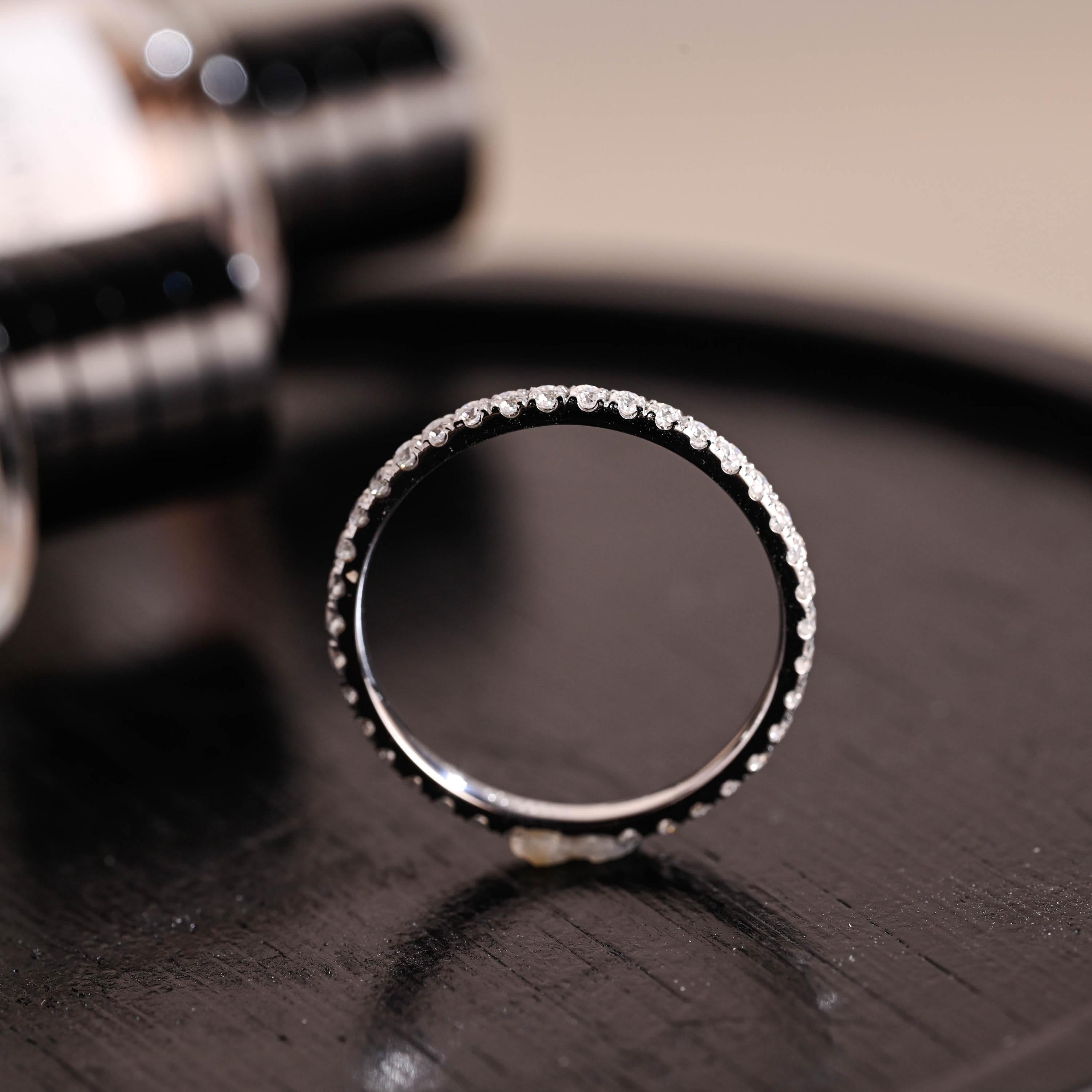 Moissanite Full Pave Solid Gold Eternity Wedding Band