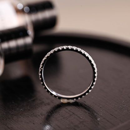 Moissanite Full Pave Solid Gold Eternity Wedding Band