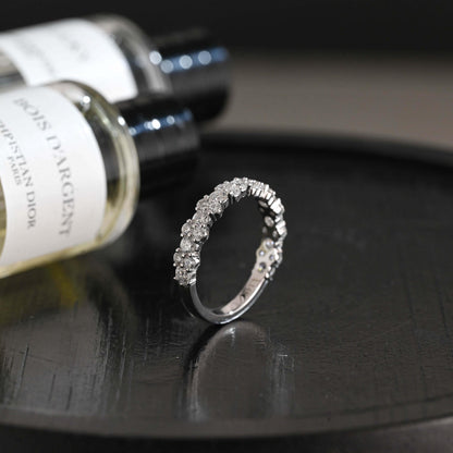 Solid Gold Round Cut Moissanite Wedding Band, Anniversary Ring