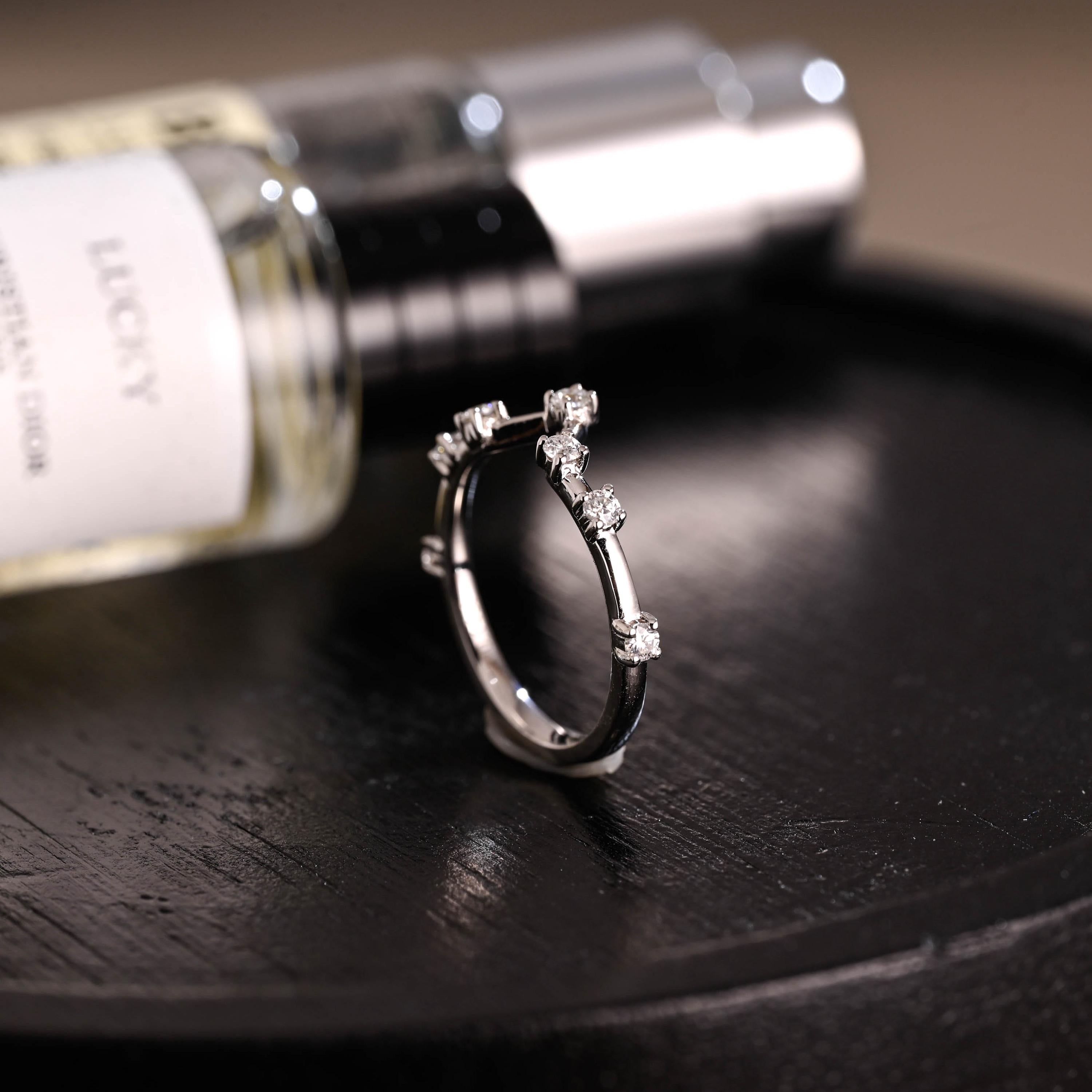 Solid Gold Moissanite Wedding Band, Round Cut Anniversary Ring