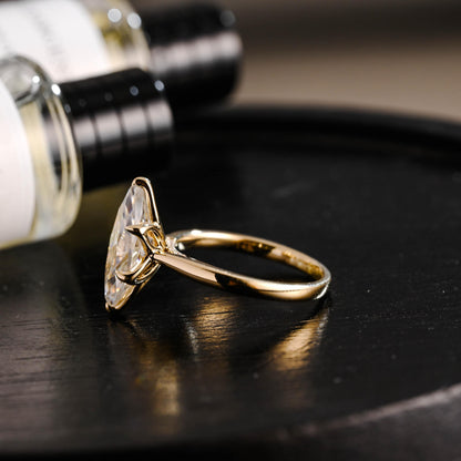 Tulip Marquise Moissanite Engagement Ring, Solid Gold Promise Ring