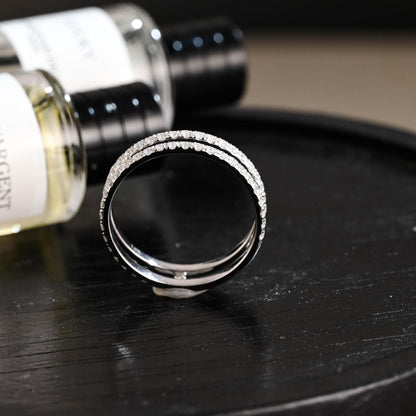 Solid Gold Moissanite Wedding Band, Double Row Enhancer Ring