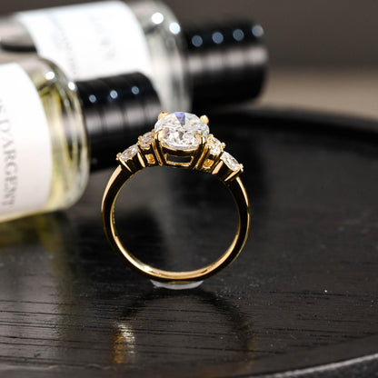 Solid Gold Oval Cut Moissanite Engagement Ring, Anniversary Gift for Women