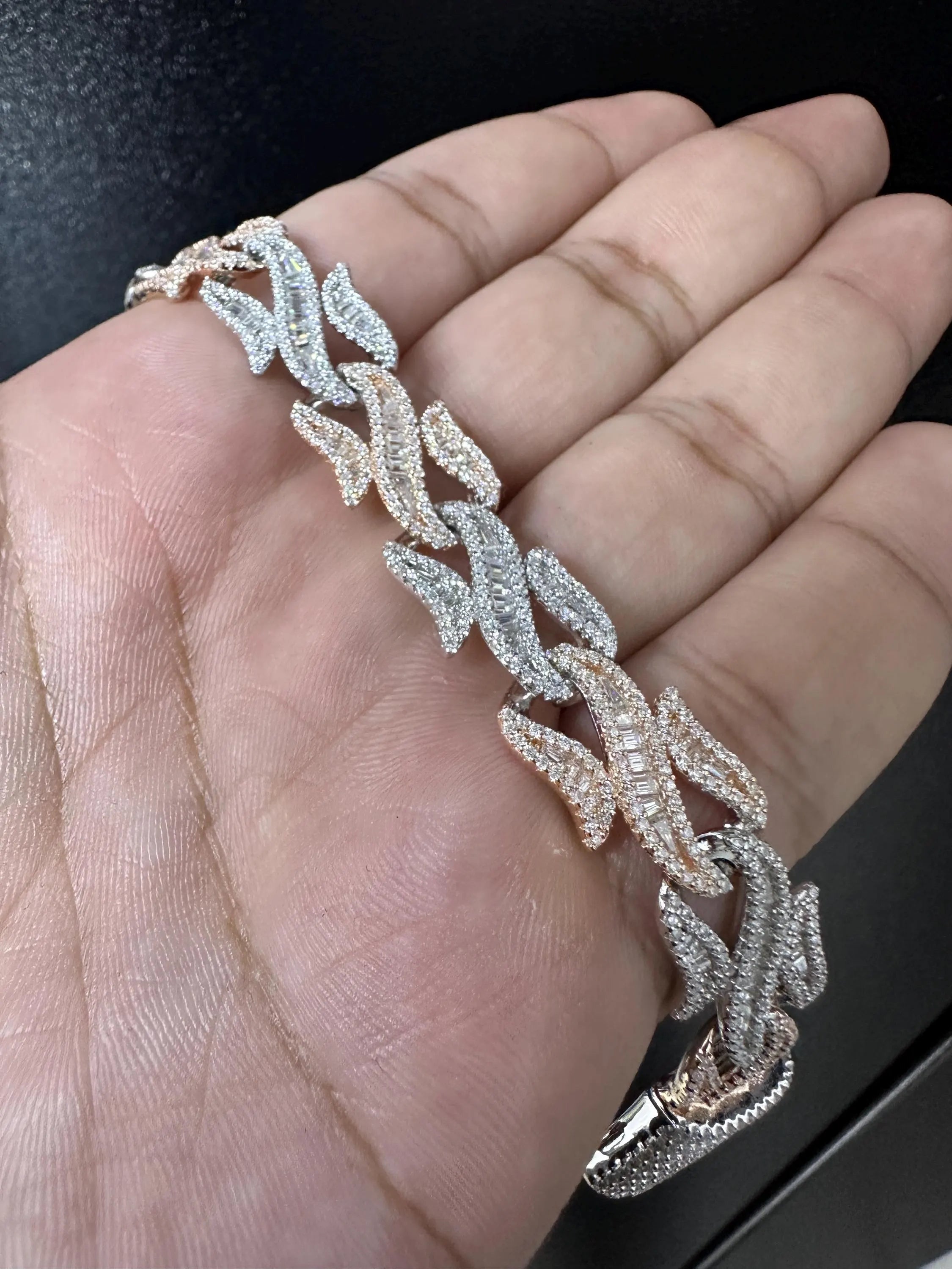 Two-Tone Moissanite Iced Out Bracelet | 10.86 Carat VVS Bracelet | 925 Sterling Silver Two Tone VVS D Color Bracelet