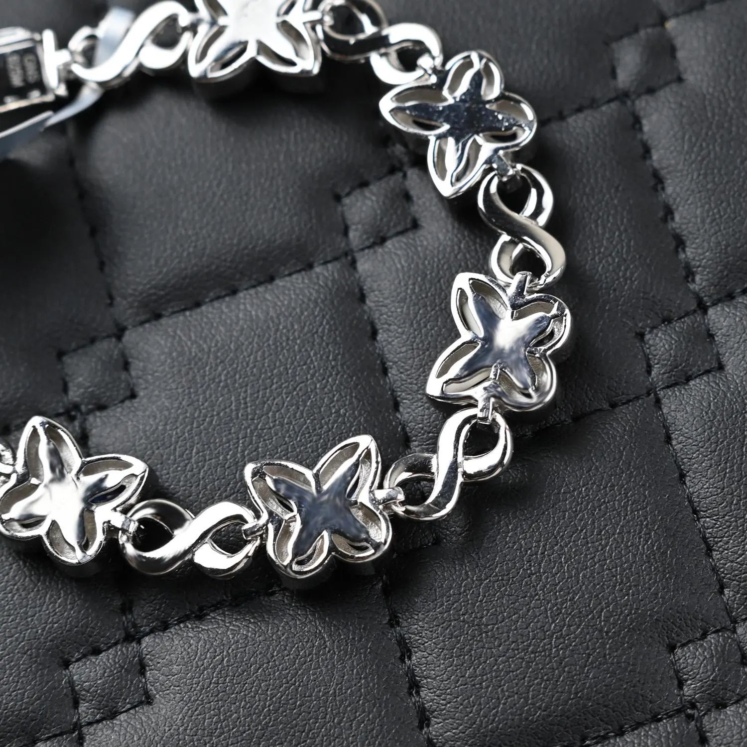 Butterfly Infinity Bracelet Blue Sapphire Bracelet 4.10CTW Moissanite VVS D Color | 925 Sterling Silver 14K Gold Plated 12MM