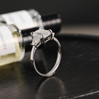 Solid Gold Emerald Cut Moissanite Engagement Ring, Proposal Ring, Promise Ring, Wedding Ring, Anniversary Gift Birthday Gift for Women Wife