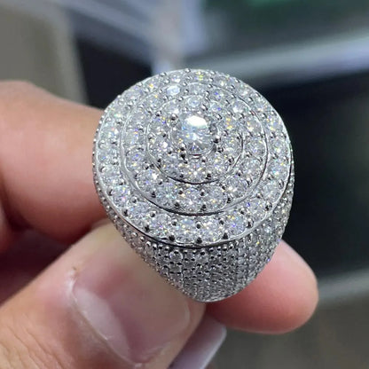 7.84CTW Moissanite Dome Ring: VVS D, Gold Plated Sterling Silver