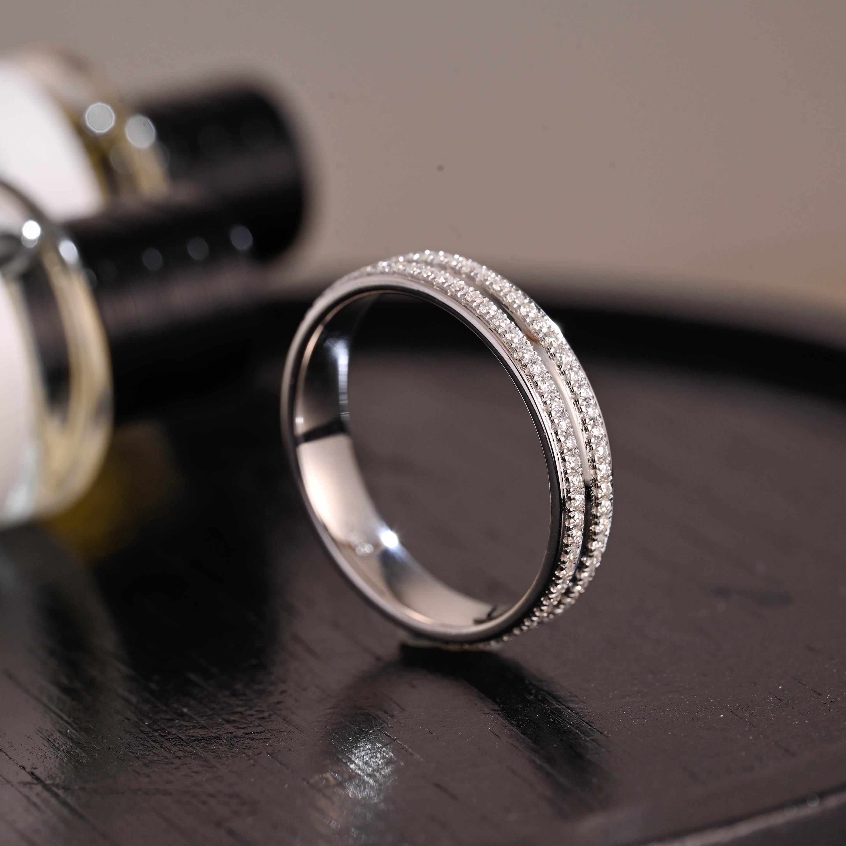 Solid Gold Moissanite Wedding Band, 4.5mm Width Anniversary Ring
