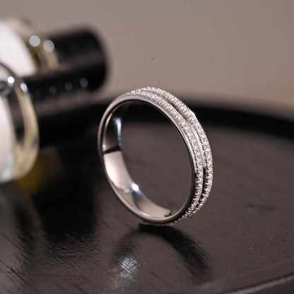 Solid Gold Moissanite Wedding Band, 4.5mm Width Anniversary Ring