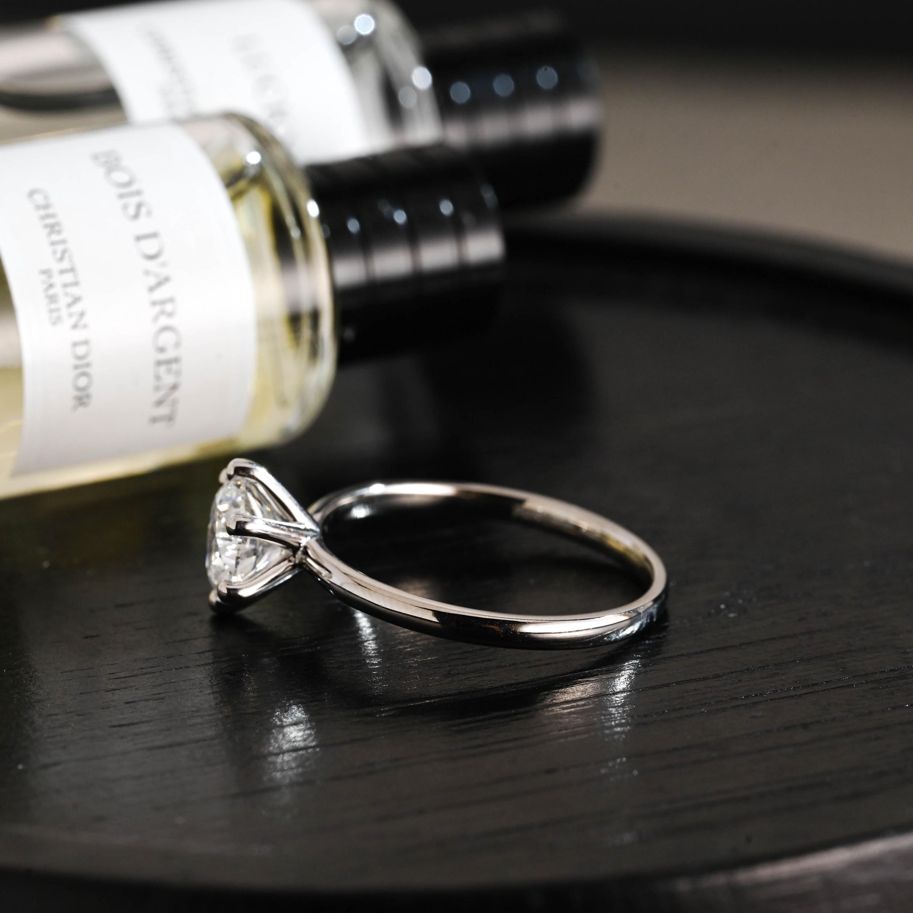 Solid Gold Solitaire Round Cut Moissanite Engagement Ring, Wedding Ring