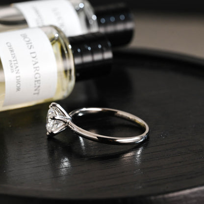 Solid Gold Solitaire Round Cut Moissanite Engagement Ring, Wedding Ring