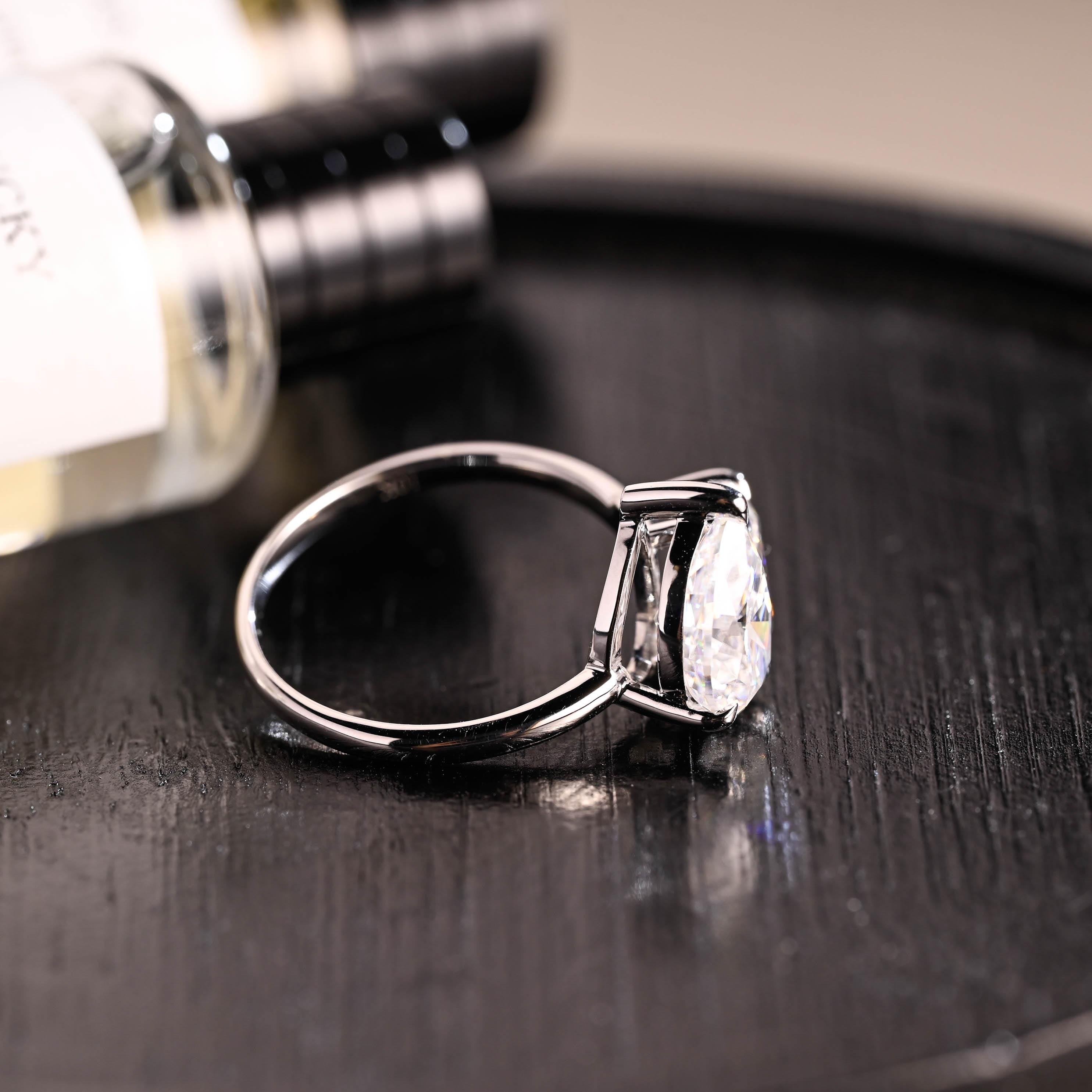 Toi et Moi Moissanite Engagement Ring, Radiant/Pear Moissanite Solid Gold Ring, Two-Stone Wedding Ring
