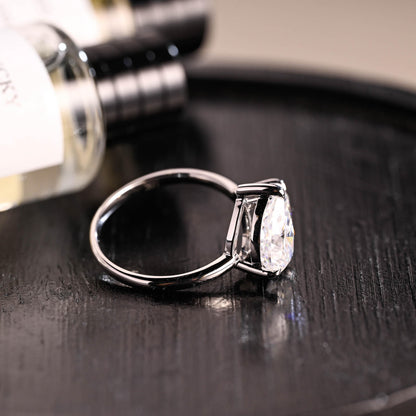Toi et Moi Moissanite Engagement Ring, Radiant/Pear Moissanite Solid Gold Ring, Two-Stone Wedding Ring