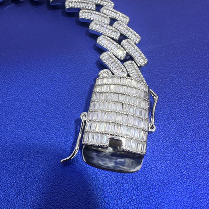 Moissanite Miami Cuban Link Bracelet: 925 Sterling Silver, 19CTW VVS Diamond Tester