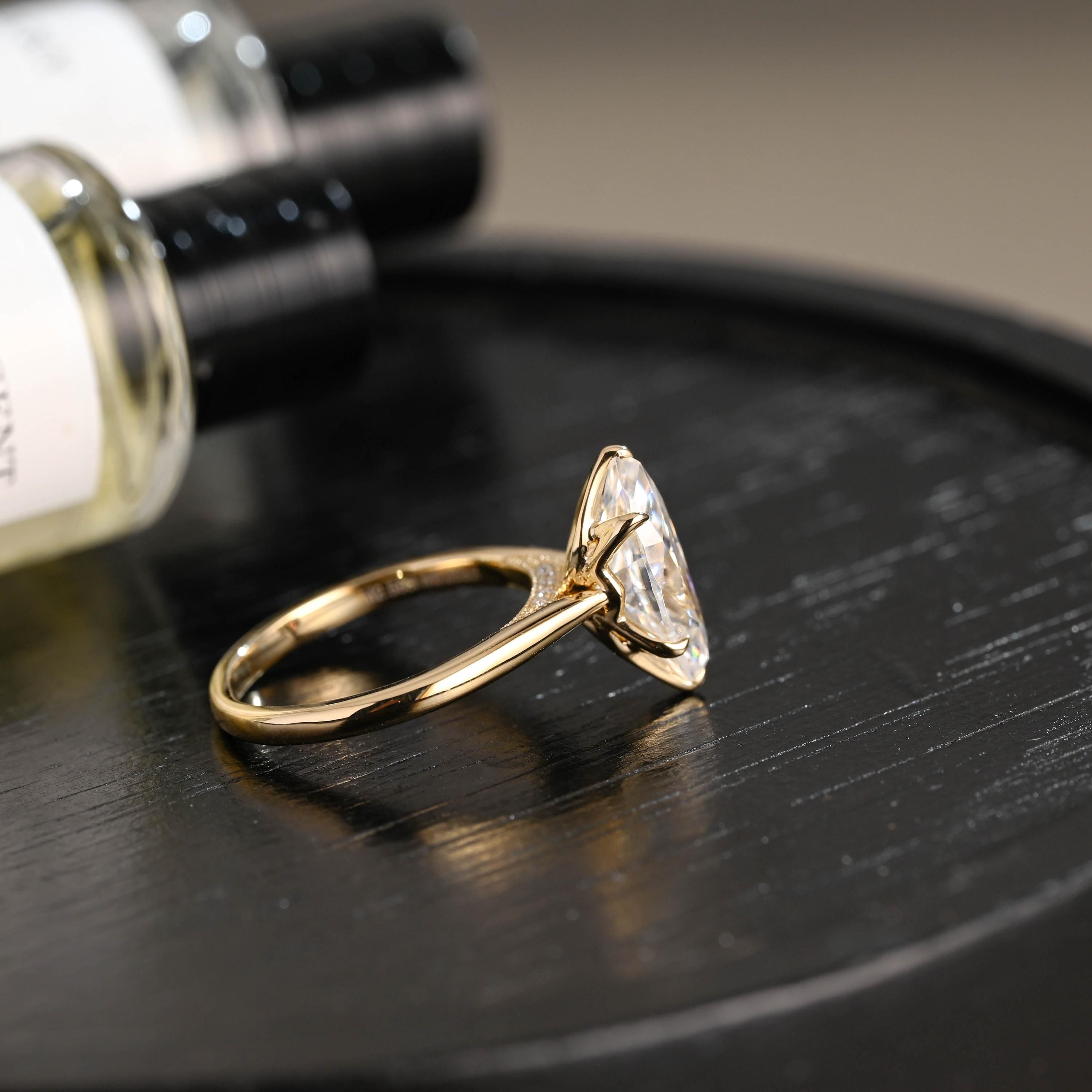 Tulip Marquise Moissanite Solid Gold Engagement Ring