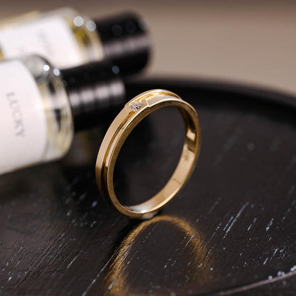Solid Gold Round Cut Moissanite Wedding Band, Anniversary Ring