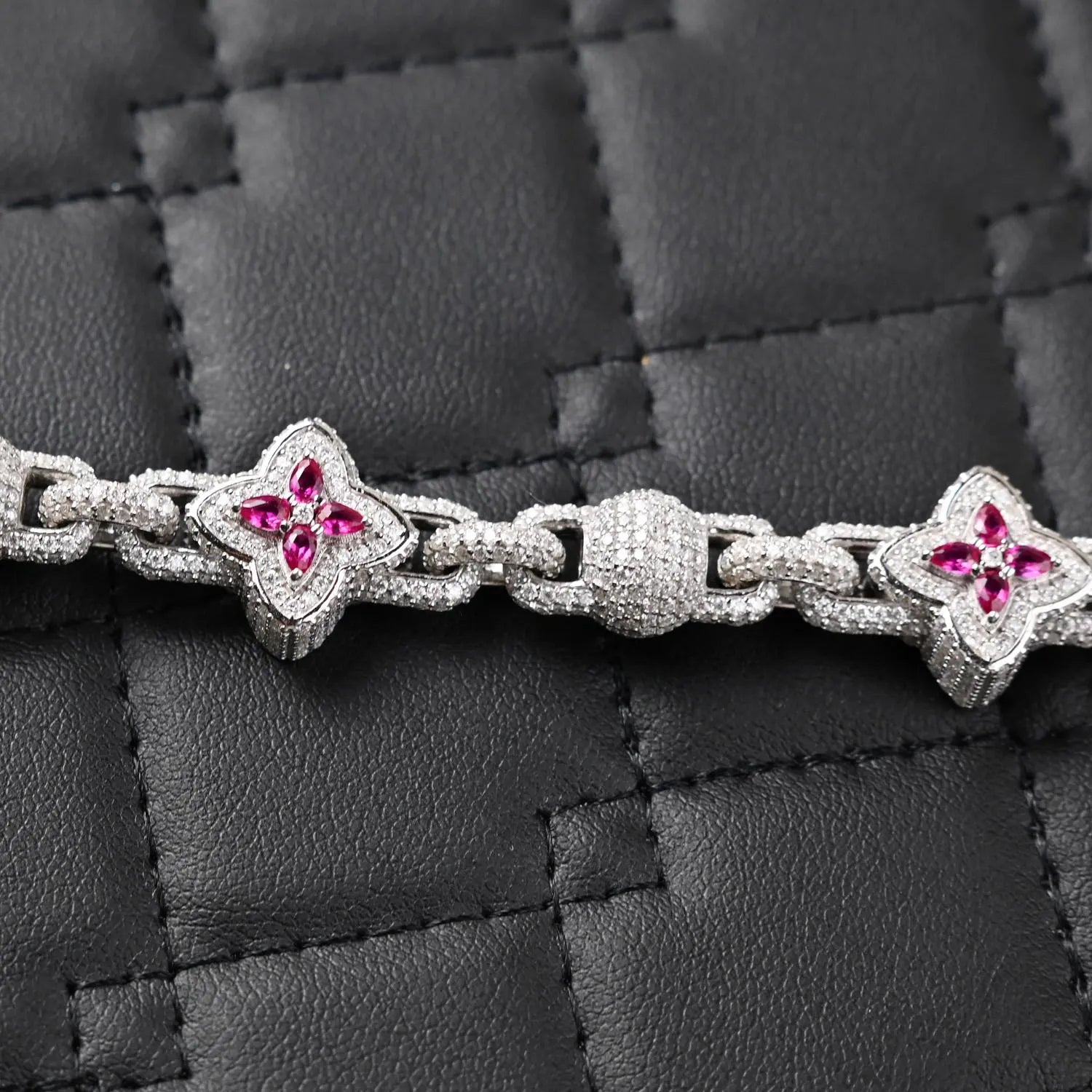 Moissanite Clover Tennis Bracelet: 13 Carat D VVS1 Sterling Silver