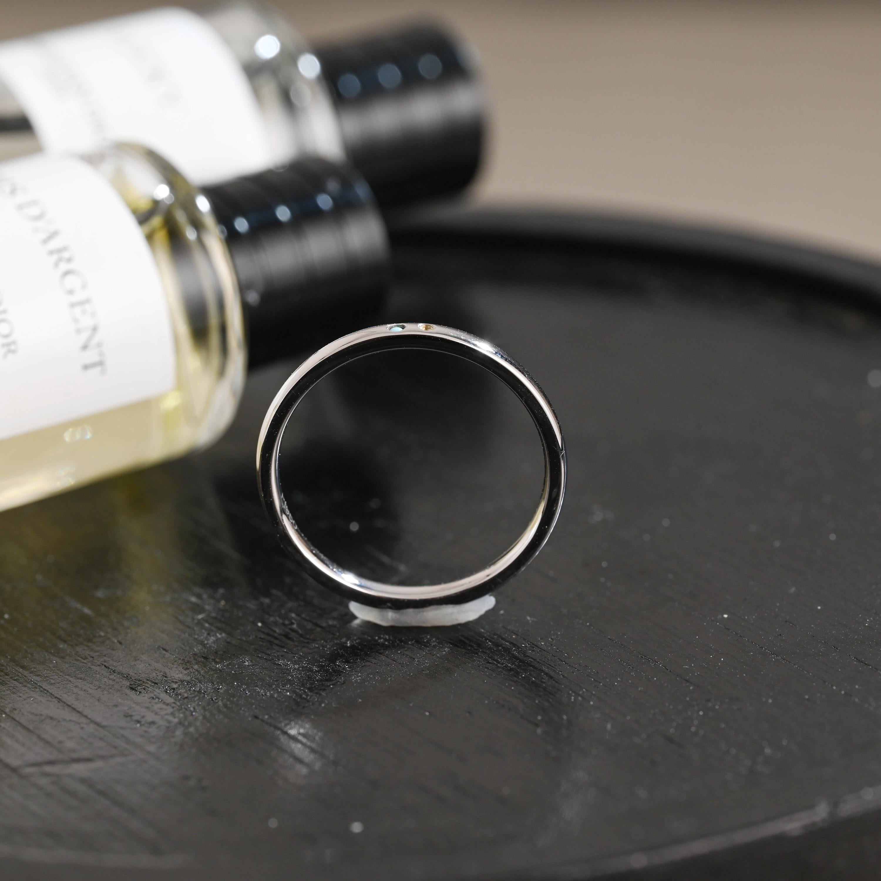 Solid Gold Citrine & Turquoise Wedding Band, Matching Ring