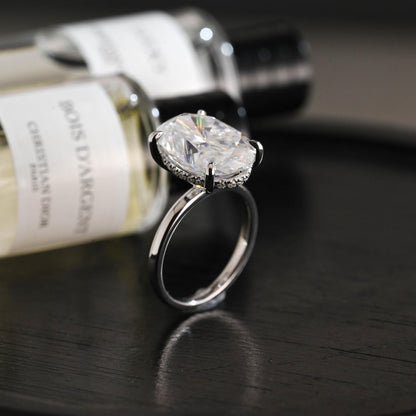 Solid Gold Oval Moissanite Engagement Ring, Anniversary Gift Birthday Gift for Women